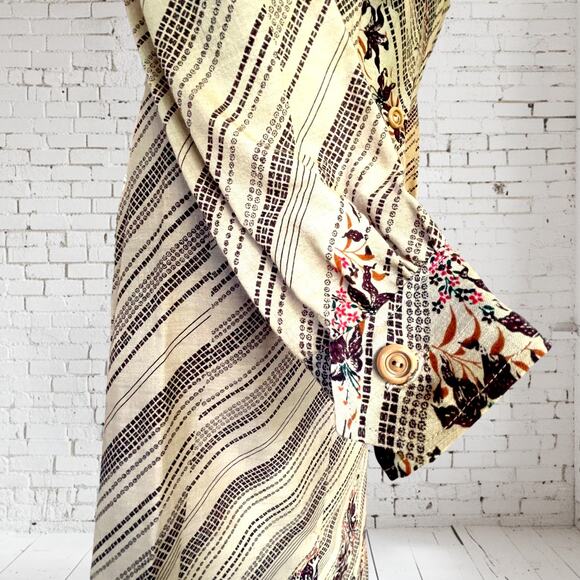 True Vtg. Handmade 70s Dress Long Sleeve Breast Pockets Fall Academia Size 14 - Picture 5 of 12